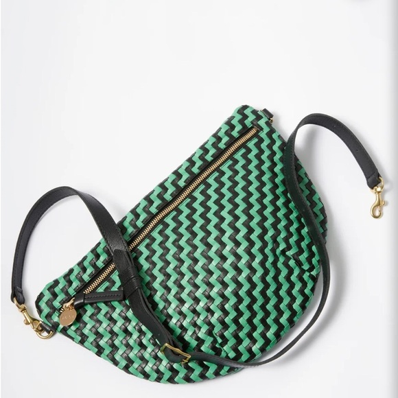 ClareV Green and Black Chevron Grande Fanny - Picture 1 of 3
